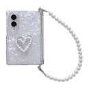 Side Clip Axis Magnetic Pearlescent Shell Texture Phone Case with Bracelet, For Galaxy Z Fold8 5G