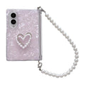 Side Clip Axis Magnetic Pearlescent Shell Texture Phone Case with Bracelet, For Galaxy Z Fold8 5G