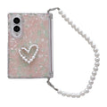 Side Clip Axis Magnetic Pearlescent Shell Texture Phone Case with Bracelet, For Galaxy Z Fold8 5G