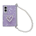 Side Clip Axis Magnetic Pearlescent Shell Texture Phone Case with Bracelet, For Galaxy Z Fold8 5G