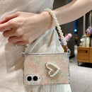Side Clip Axis Magnetic Pearlescent Shell Texture Phone Case with Bracelet, For Galaxy Z Fold8 5G