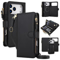Detachable 2 in 1 Zipper Wallet Magnetic Phone Case with Lanyard, For iPhone 18 Pro