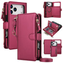 Detachable 2 in 1 Zipper Wallet Magnetic Phone Case with Lanyard For iPhone 17e / 16e