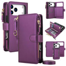 Detachable 2 in 1 Zipper Wallet Magnetic Phone Case with Lanyard For iPhone 17e / 16e