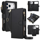 Detachable 2 in 1 Zipper Wallet Magnetic Phone Case with Lanyard For iPhone 17e / 16e
