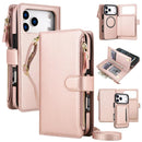 Detachable 2 in 1 Zipper Wallet Magnetic Phone Case with Lanyard For iPhone 17e / 16e