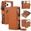 Detachable 2 in 1 Zipper Wallet Magnetic Phone Case with Lanyard For iPhone 17e / 16e