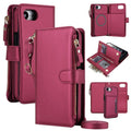 Detachable 2 in 1 Zipper Wallet Magnetic Phone Case with Lanyard For iPhone 17e / 16e