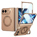 For iPhone Duo Rotation Magnetic Ring Holder Hinge Integrated Film Phone Case