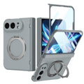 For iPhone Duo Rotation Magnetic Ring Holder Hinge Integrated Film Phone Case