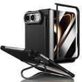 Integrated Skin Feel Lens Folding Holder Pen Slot Shockproof Phone Case with Pen, For iPhone Fold