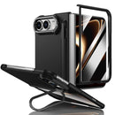 Integrated Skin Feel Lens Folding Holder Pen Slot Shockproof Phone Case with Pen, For iPhone Fold