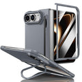 Integrated Skin Feel Lens Folding Holder Pen Slot Shockproof Phone Case with Pen, For iPhone Fold