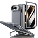 Integrated Skin Feel Lens Folding Holder Pen Slot Shockproof Phone Case with Pen, For iPhone Fold