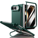 Integrated Skin Feel Lens Folding Holder Pen Slot Shockproof Phone Case with Pen, For iPhone Fold