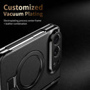 For iPhone Duo Integrated Metal Folding Holder Hinge Magnetic Leather Phone Case