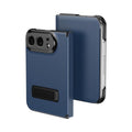For iPhone Duo Flip Cover Folding Holder Vegan Leather Protective Phone Case
