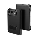 For iPhone Duo Flip Cover Folding Holder Vegan Leather Protective Phone Case