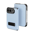 For iPhone Duo Flip Cover Folding Holder Vegan Leather Protective Phone Case