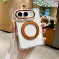 For iPhone Duo Acrylic PC Magnetic Phone Case with 360-degree Rotating Ring Holder