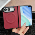 For iPhone Duo Folding Shaft Magnetic Litchi Texture Leather Phone Case