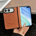 For iPhone Duo Folding Shaft Magnetic Litchi Texture Leather Phone Case