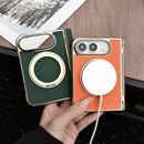 For iPhone Duo Litchi Texture Electroplated Rotating Bracket Magnetic Phone Case