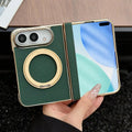 For iPhone Duo Litchi Texture Electroplated Rotating Bracket Magnetic Phone Case