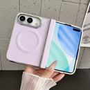 For iPhone Duo Rebound Hinge Electroplated Faux-Leather Magnetic Phone Case