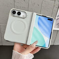 For iPhone Duo Rebound Hinge Electroplated Faux-Leather Magnetic Phone Case