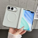For iPhone Duo Rebound Hinge Electroplated Faux-Leather Magnetic Phone Case