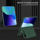 For iPhone Duo Integrated Flip Cover Holder Spray-Coated Finish Magnetic Phone Case
