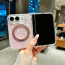 For iPhone Duo Axial Magnetic Shell Pattern Phone Case with 360 Holder