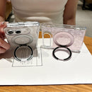 For iPhone Duo Axial Magnetic Shell Pattern Phone Case with 360 Holder