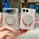 For iPhone Duo Axial Magnetic Shell Pattern Phone Case with 360 Holder