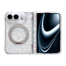 For iPhone Duo Axial Magnetic Shell Pattern Phone Case with 360 Holder
