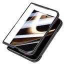 For iPhone Duo Integrated Privacy Film Magnetic Phone Case with Wrist Strap & Ring Holder