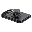 For iPhone Duo Integrated Privacy Film Magnetic Phone Case with Wrist Strap & Ring Holder