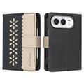 For iPhone Duo Flower Pattern RFID Leather Phone Case