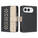 For iPhone Duo Flower Pattern RFID Leather Phone Case
