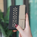 For iPhone Duo Flower Pattern RFID Leather Phone Case