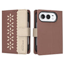 For iPhone Duo Flower Pattern RFID Leather Phone Case
