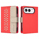 For iPhone Duo Flower Pattern RFID Leather Phone Case