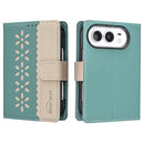 For iPhone Duo Flower Pattern RFID Leather Phone Case
