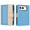 For iPhone Duo Flower Pattern RFID Leather Phone Case
