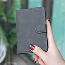 For iPhone Duo Solid Colour Textured RFID Vegan Leather Phone Case