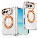 For iPhone Duo Transparent Acrylic Magnetic Rotating Holder Phone Case