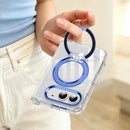 For iPhone Duo Transparent Acrylic Magnetic Rotating Holder Phone Case