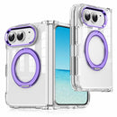For iPhone Duo Transparent Acrylic Magnetic Rotating Holder Phone Case