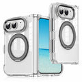 For iPhone Duo Transparent Acrylic Magnetic Rotating Holder Phone Case